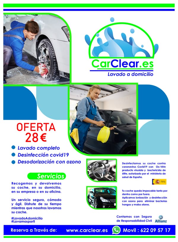flayer-carclear carclear lavado de coche a domicilio